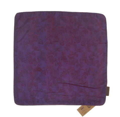 Silk pillowcase 50x50 cm with colorful vintage oriental suzani pattern in cobalt blue and rust orange flowers on orange base for boho pillow