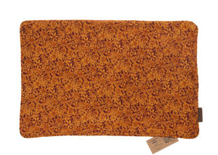 Silk pillowcase 60x40 cm in warm rust brown with golden, dense pattern and vintage colorful Indian boho look like a sari pillowcase.