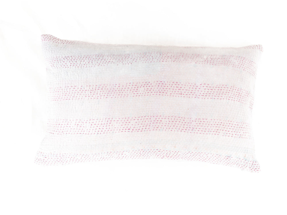 Sari pillowcase 30x50 in purple and purple-purple with colorful stripes in mustard yellow and light blue as well as floral patterns, unique Indian pillowcase in boho/vintage style
