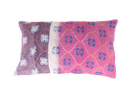 Sari pillowcase 30x50 with colorful boho patchwork in green, turquoise and pink, Indian/vintage pattern and sari pillow-style oriental details