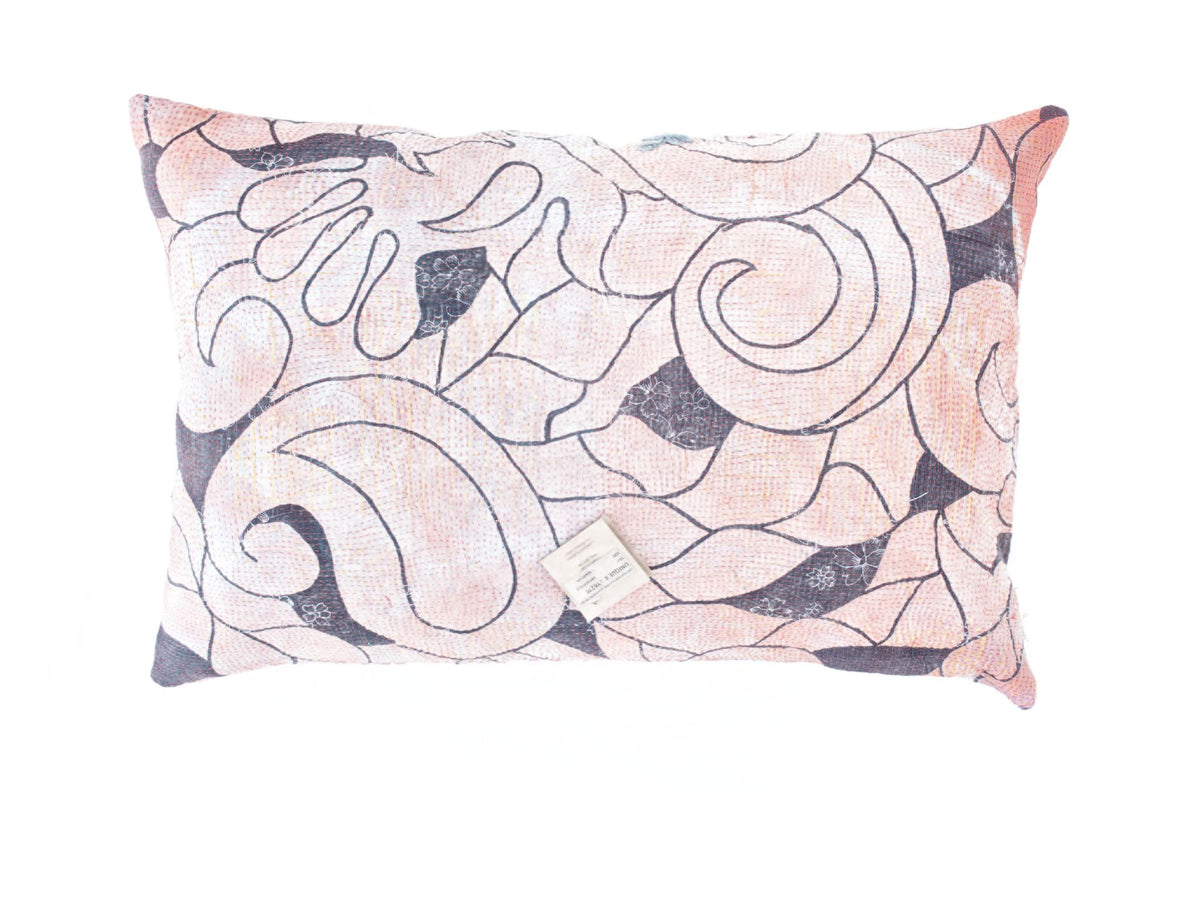 Sari pillowcase 60x40 in light blue and gold with oriental elephant pattern - bohemian vintage Indian upcycled pillow