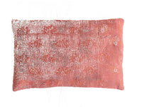 Unique sari pillowcase 60x40 in purple and white with horizontal stripes and small pink details - bohemian/vintage Indian sari pillow with ethnic upcycled look