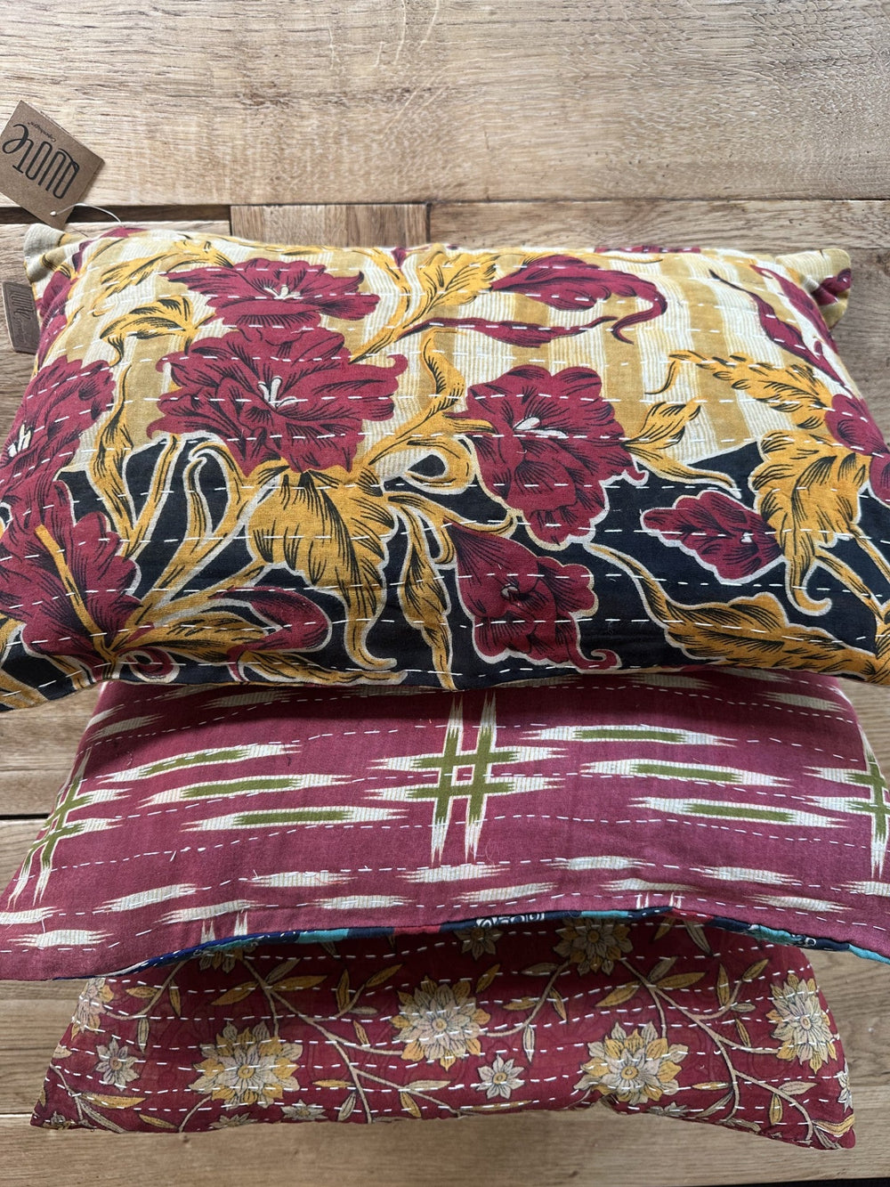 Kantha Trio 21 – 3 Sari pudebetræk 30×50 – Quote Copenhagen