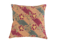 Sari pillowcase 50x50 in vintage boho style with colorful Indian patterns in red, brown and green as well as yellow details (unique sari pillow)