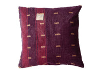 Sari pillowcase in 50x50 cm with dark burgundy squares and small gold-colored patterns - unique vintage Indian pillowcase for boho and oriental pillows (sari pillow/pillowcase)