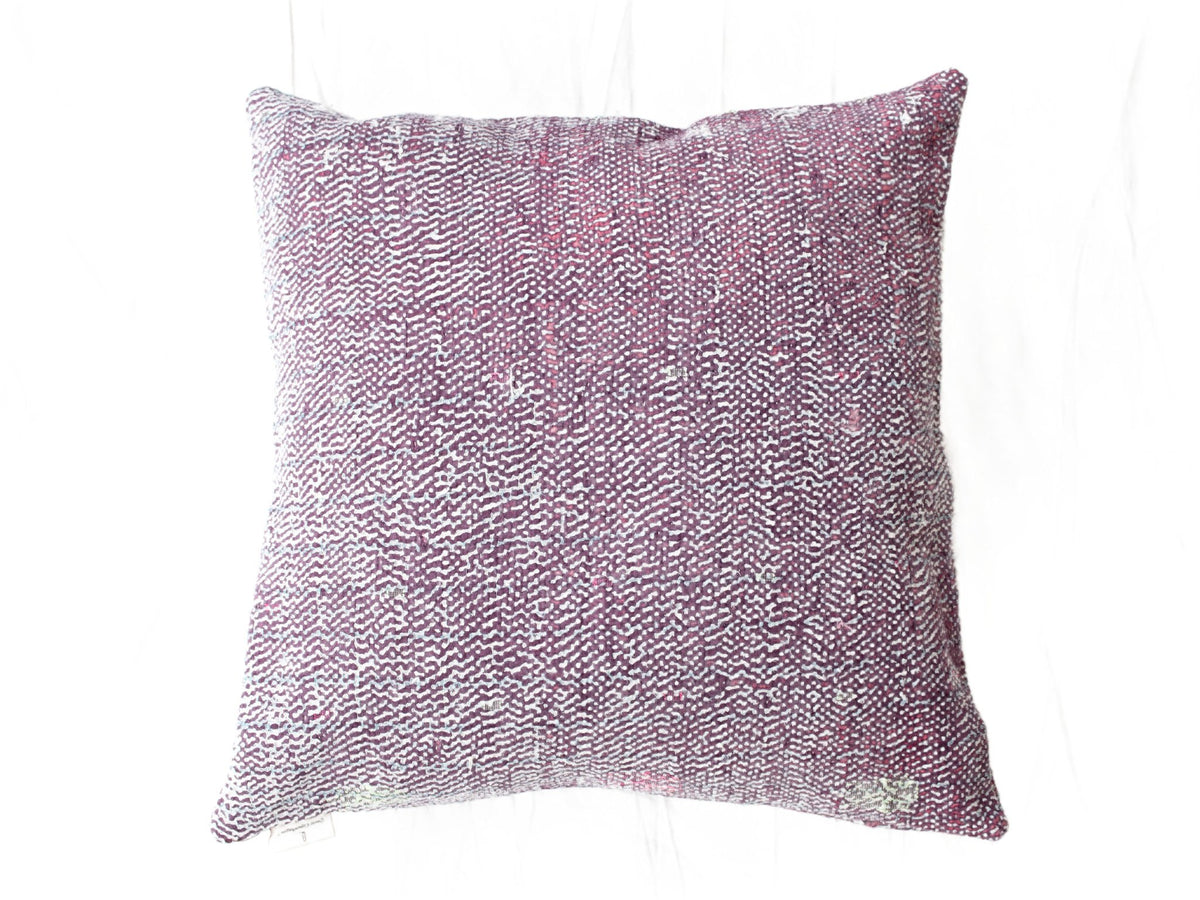 Sari pillowcase 50x50 in burgundy and purple with white pattern, vintage/boho Indian pillowcase with ethnic textile look and unique upcycled finish